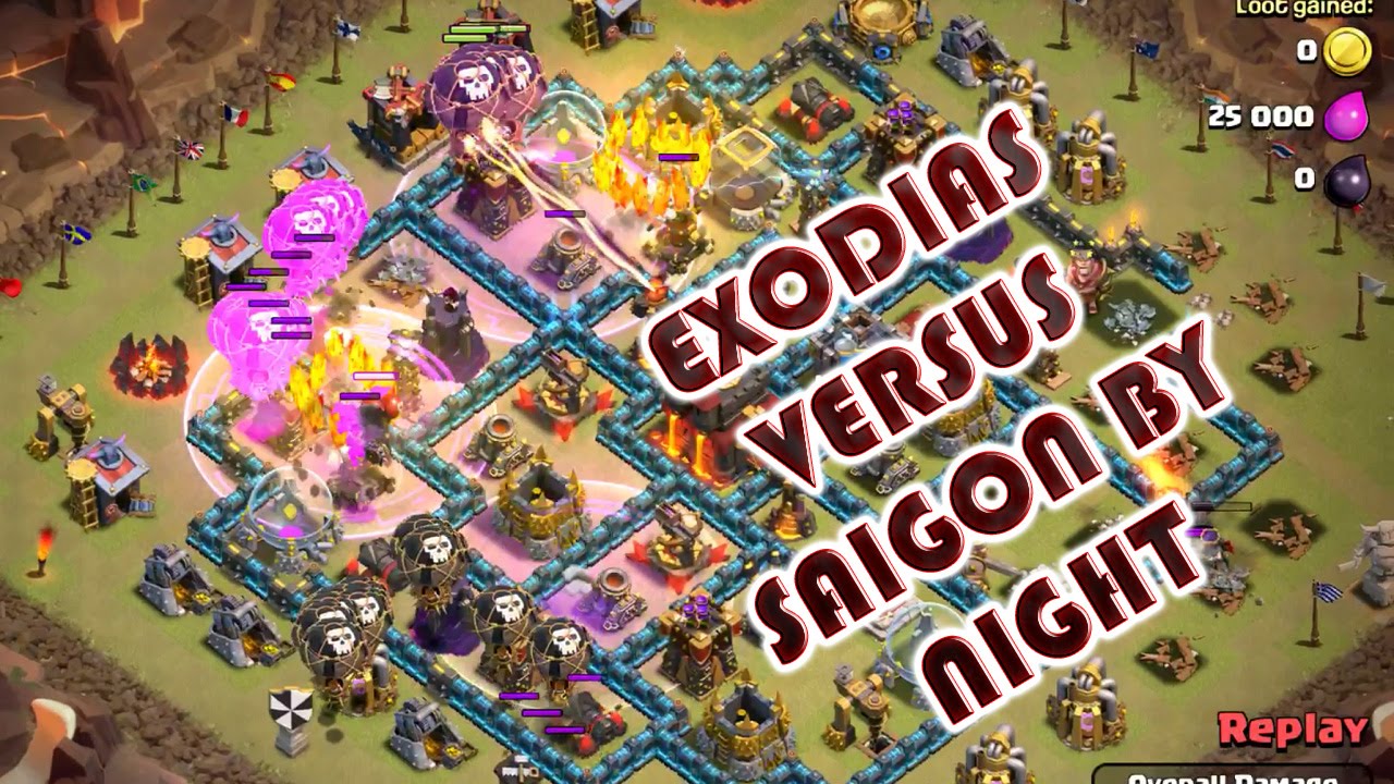 Clash of clans clan wars Exodias vs Saigon By Night - 18 3-star battles on max th10s