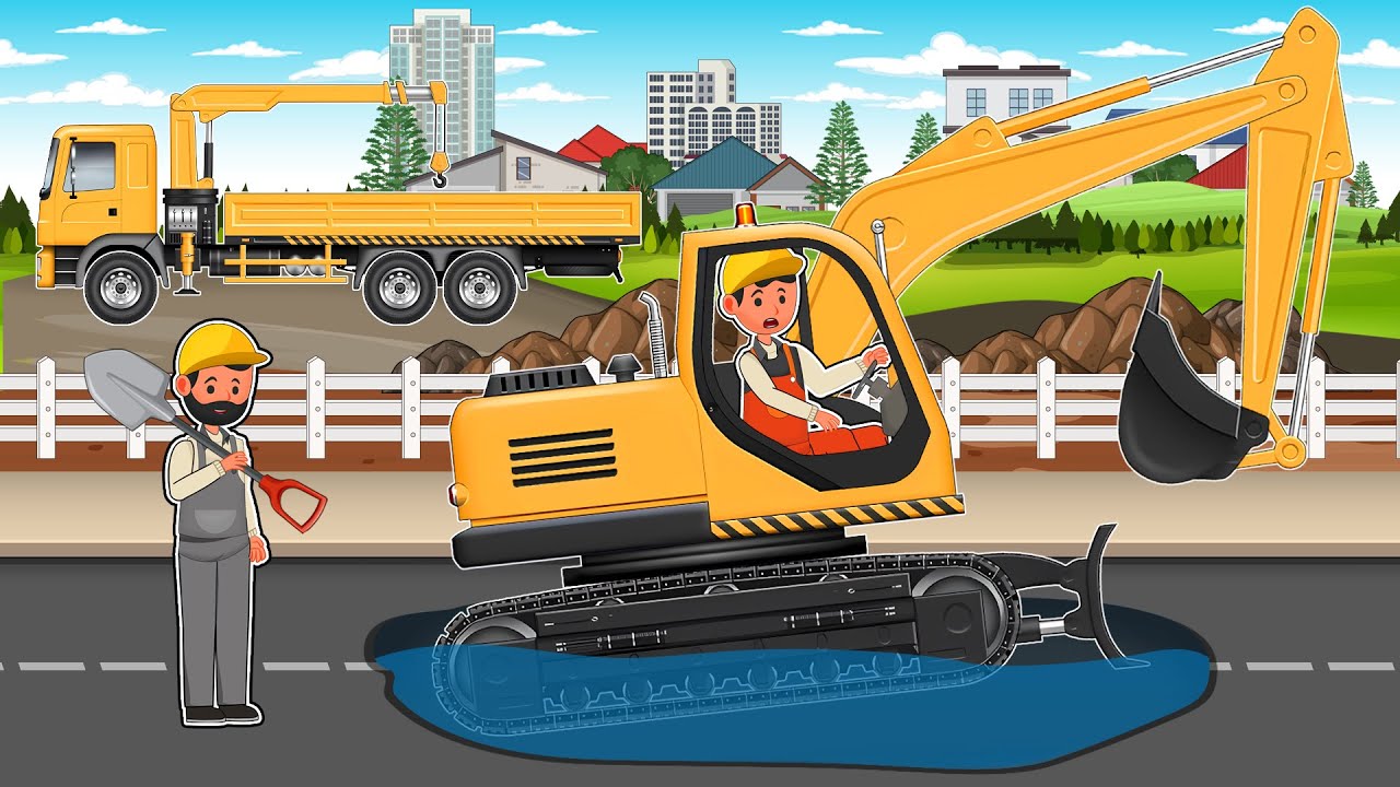 Pothole Repair used Concrete Vehicle, Crawler Crane, Excavator | Construction Vehicles