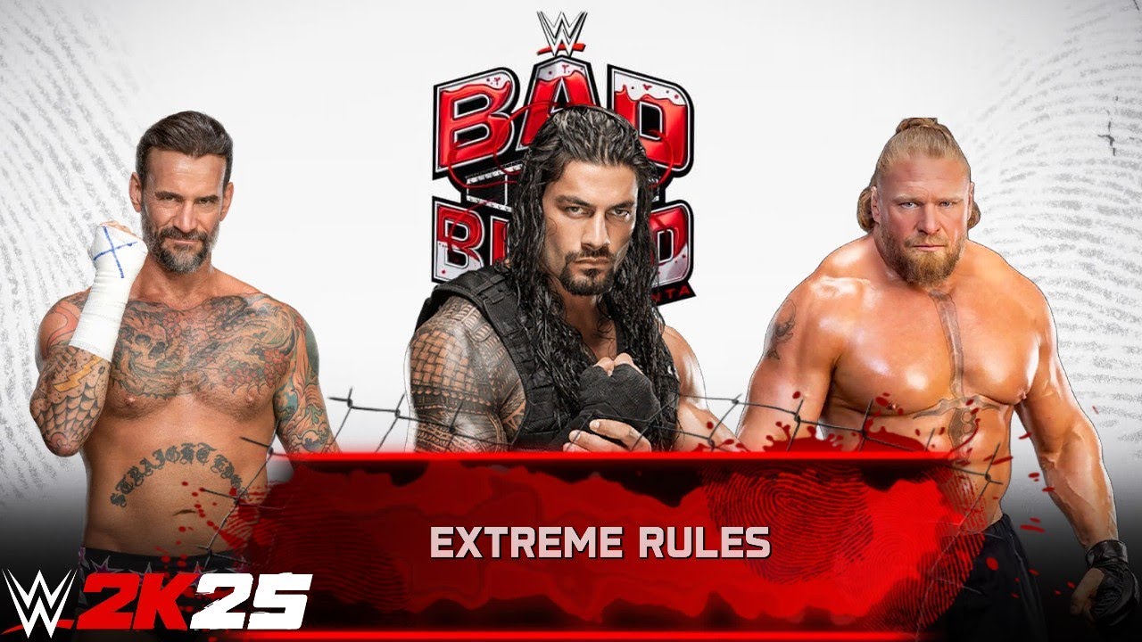 WWE 2k25 - CM Punk против Романа против Брока: матч по экстремальным правилам на Bad Blood