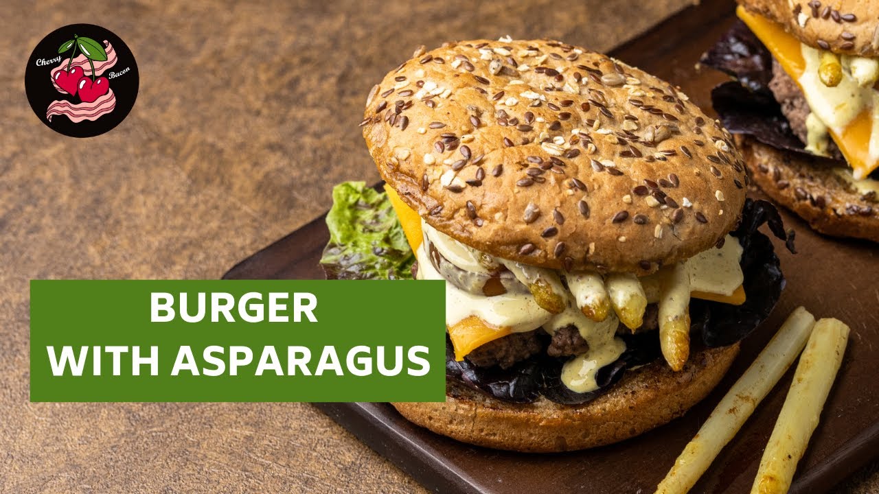Burger with Asparagus and Delicious Sauce