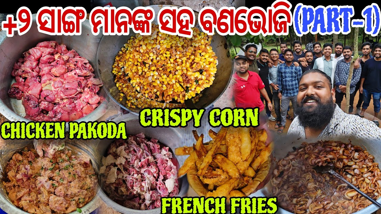 ସାଙ୍ଗ ମାନଙ୍କ ସହିତ ବଣ ଭୋଜି // Starters ରେ Chicken Pakoda Crispy Corn କୁ  French Fries // Part 1
