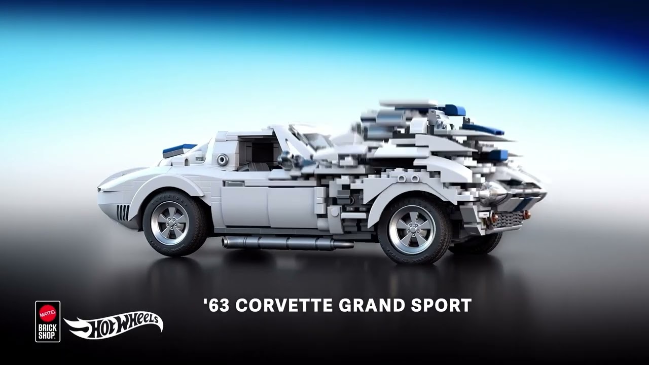 MATTEL BRICK SHOP Hot Wheels ’63 Corvette Grand Sport z klocków