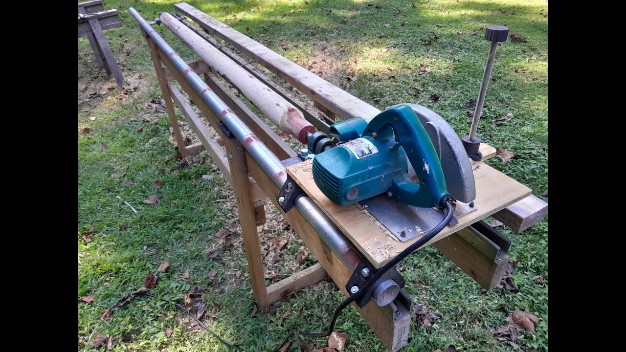 Homemade Log Lathe For Making Rustic Furniture Using a Circular Saw - Custom Size Log Tenon Maker
