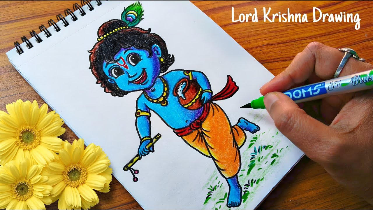 Lord Krishna ji ka Drawing | How To Draw Lord Krishna (full body) | Krishna Drawing