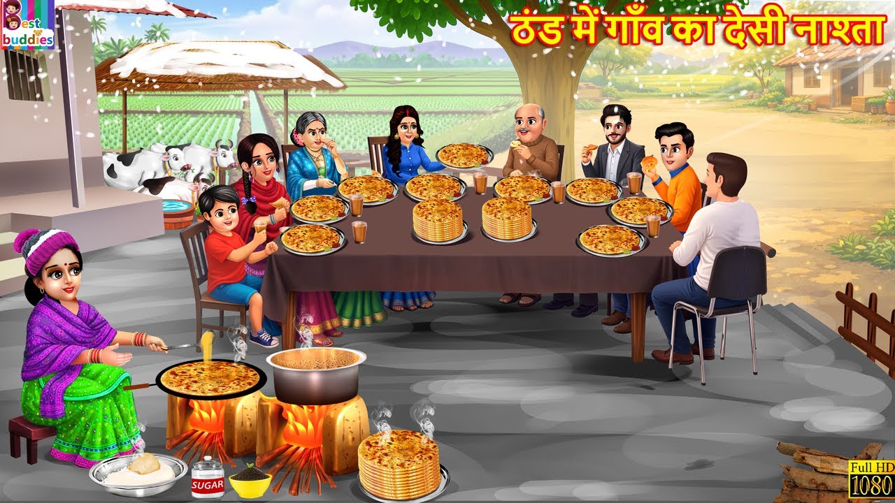 ठंड में गॉंव का देसी नाश्ता | Hindi Kahani | Hindi Cartoon | Moral Stories | Hindi Story | Kahaniya