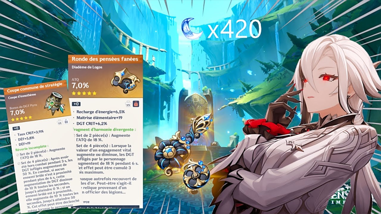 Ce jeu se fout de moi. (Genshin Impact, Invocation + artéfacts Arlecchino.)
