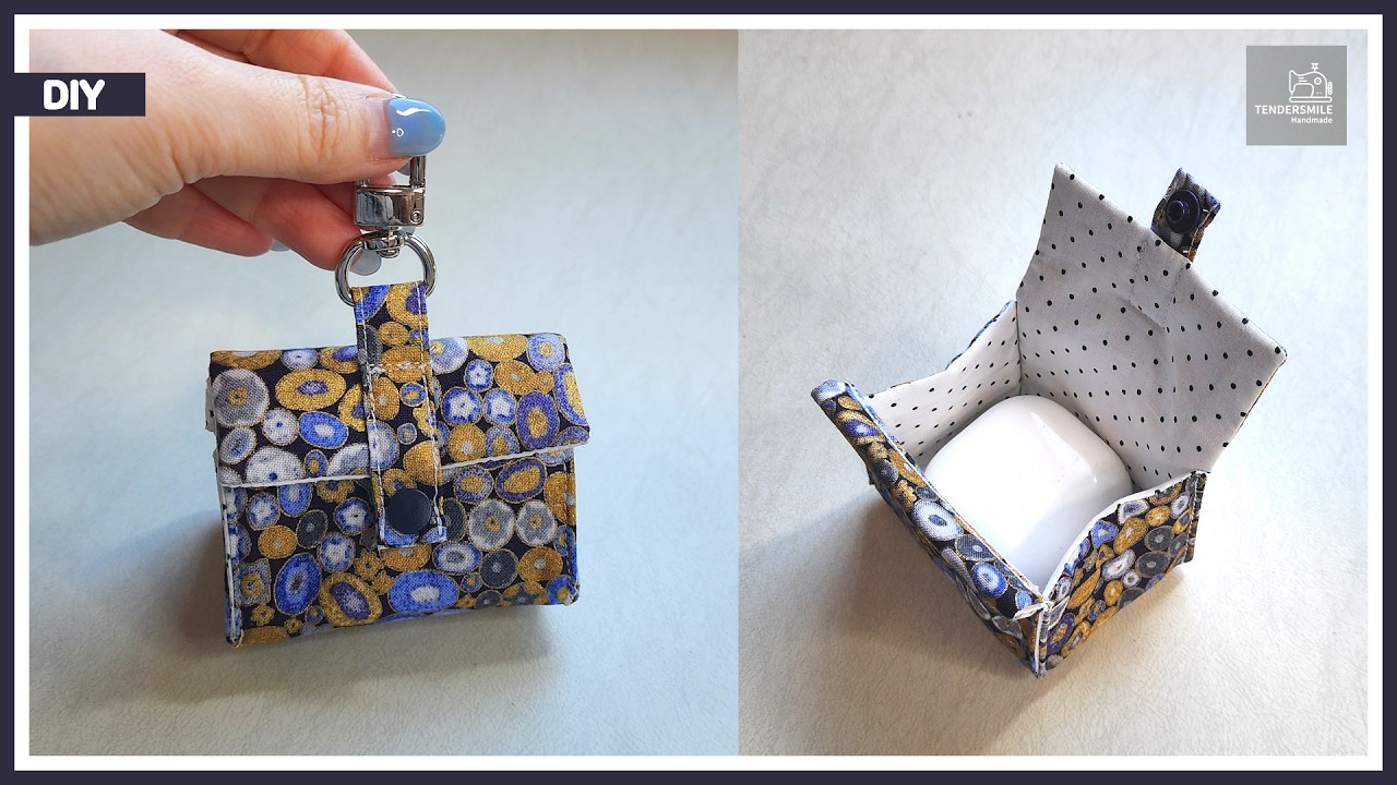 Easy to make!! Cute Keyring Mini Pouch for Wireless Earbuds