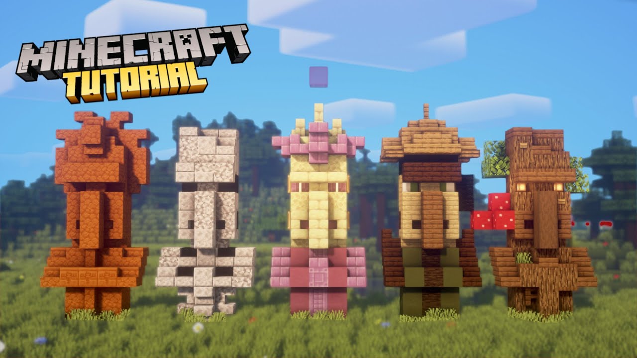 Minecraft | How to build 5 unique Villager Statues #02 | Tutorial