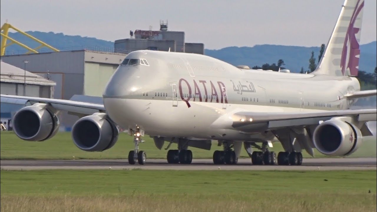 Qatar Amiri Boeing 747-8(BBJ) A7-HHE landing & takeoff at Geneva/GVA/LSGG