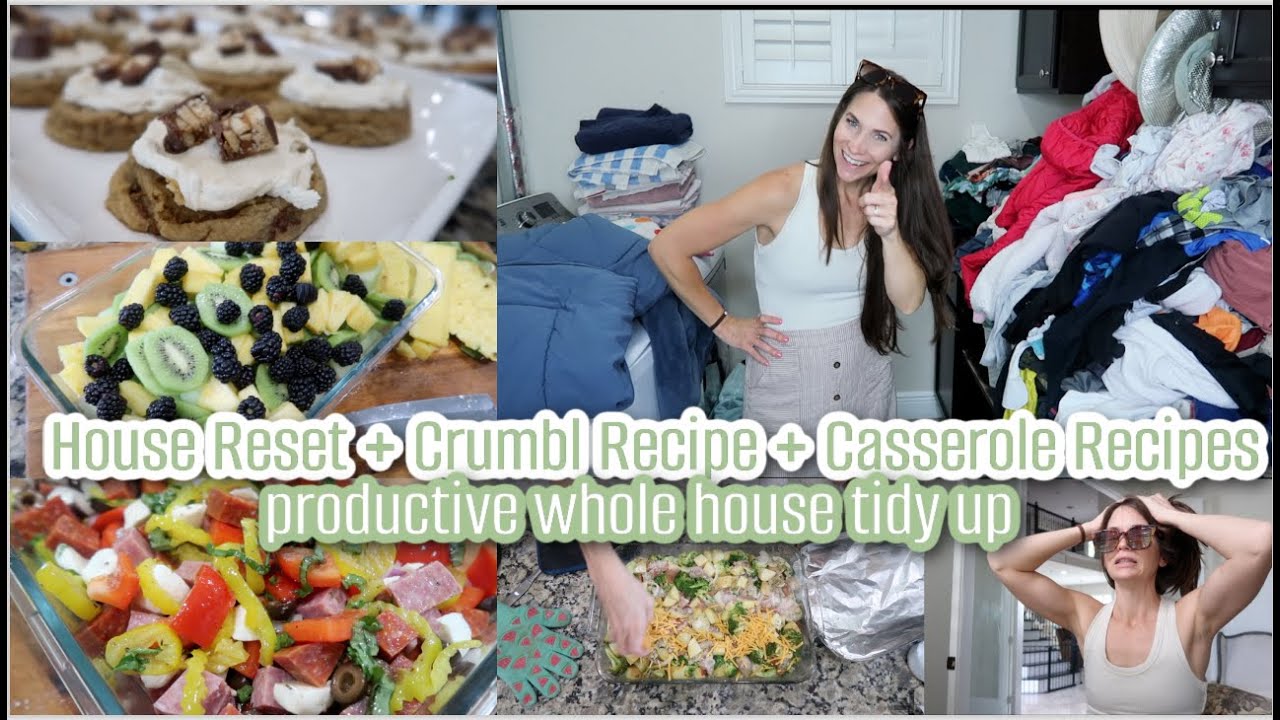 HOUSE RESET + CASSEROLE RECIPES + CRUMBL COOKIE COPYCAT | Busy Mom of 5 Productivity Vlog
