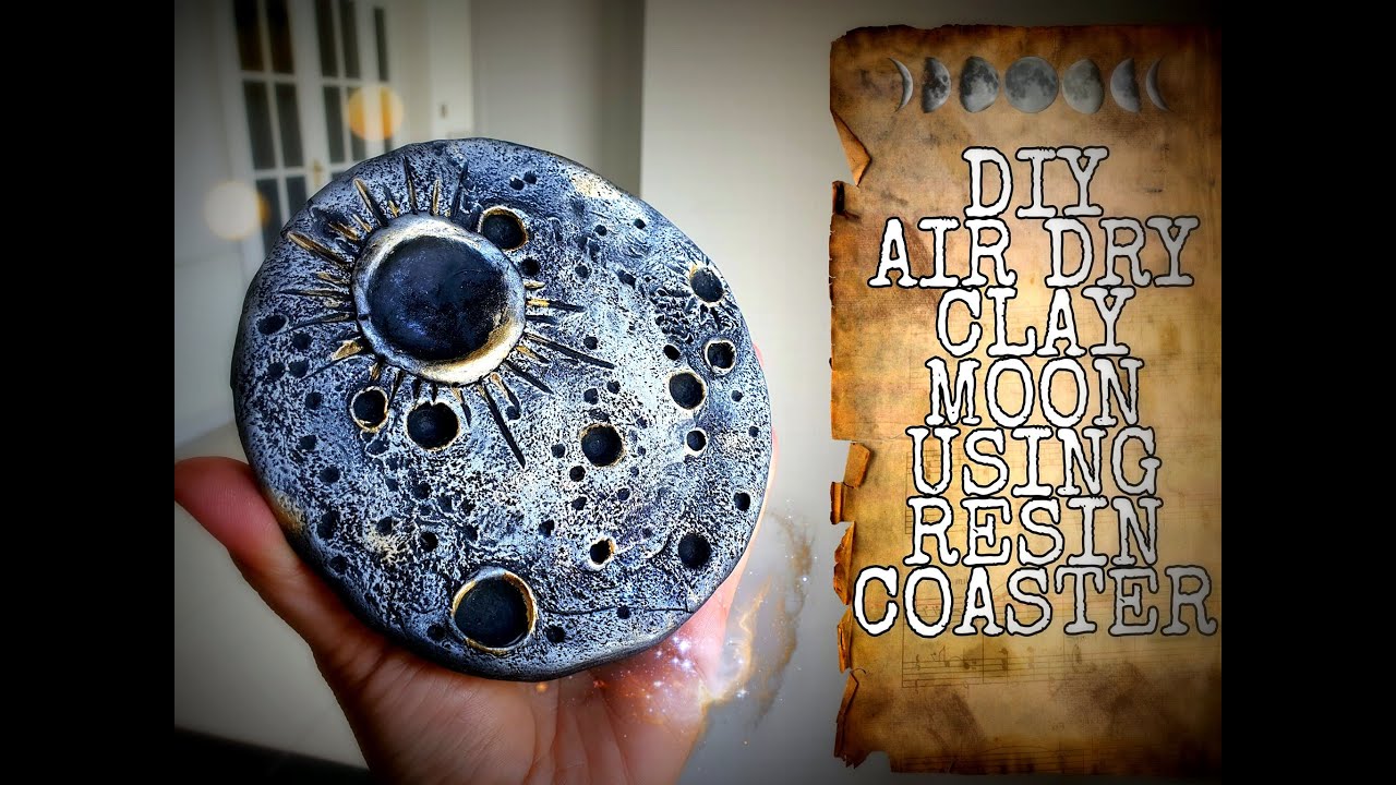 DIY | AIR DRY CLAY MOON DECOR | Using Resin Coaster |  How