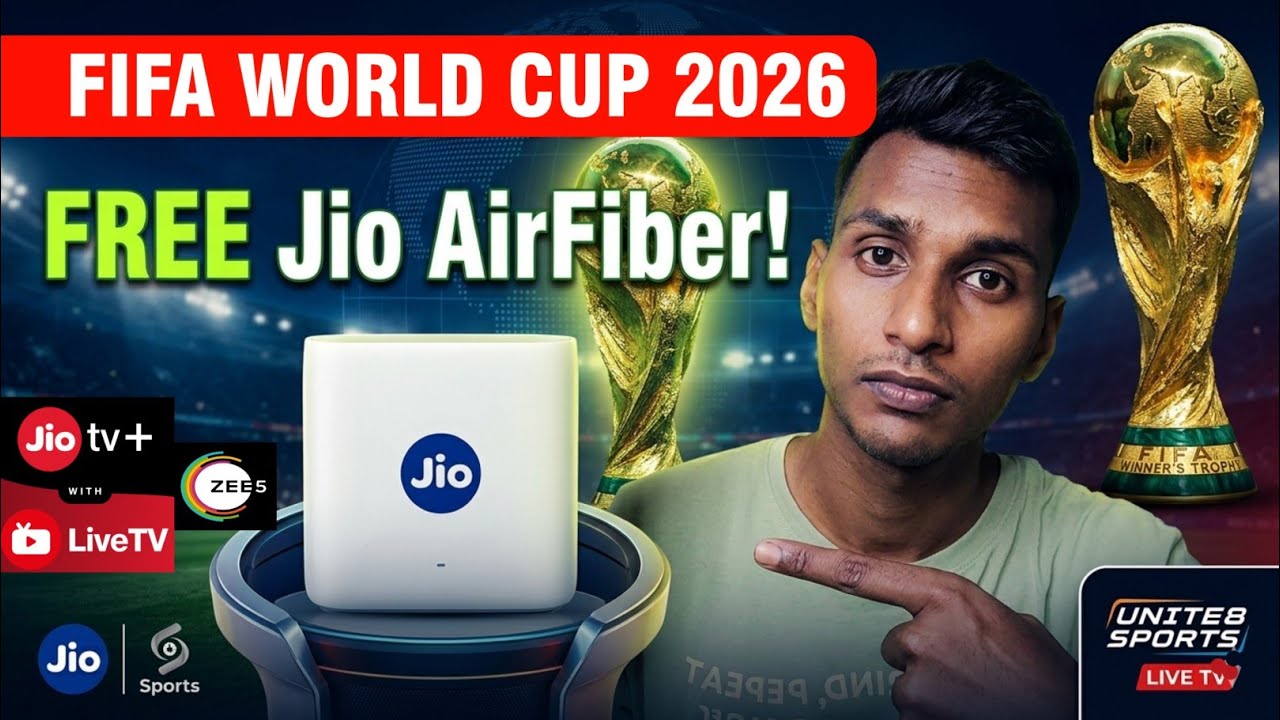 FREE me FIFA World Cup 2026 Dekhe JIO AirFiber  | Zee5 + UNITE8 Sports | Jio new Live Tv+ App Launch