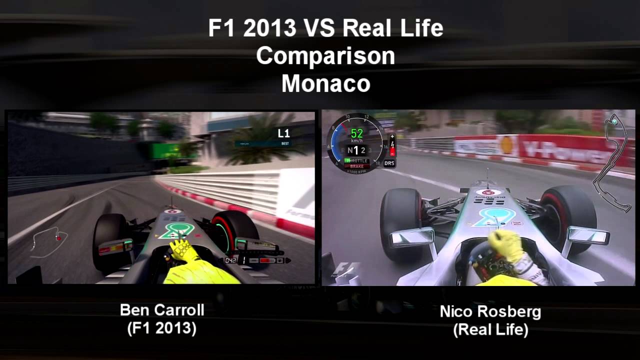 F1 2013 VS Real Life Comparison - Monaco - Nico Rosberg
