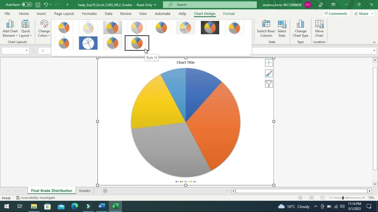 Exp19_Excel_Ch03_ML2_Grades | Exp19 Excel Ch03 ML2 Grades
