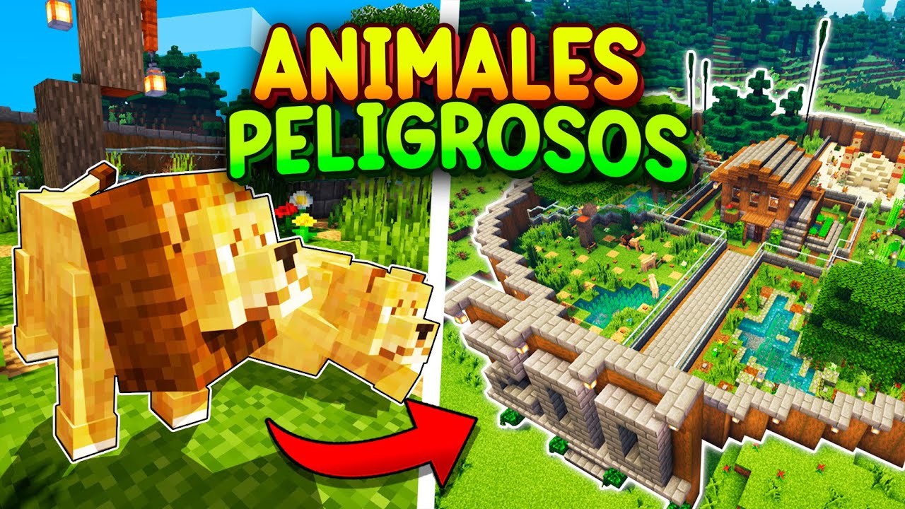 Construí un ZOOLÓGICO con ANIMALES PELIGROSOS en MINECRAFT 🐍🦁