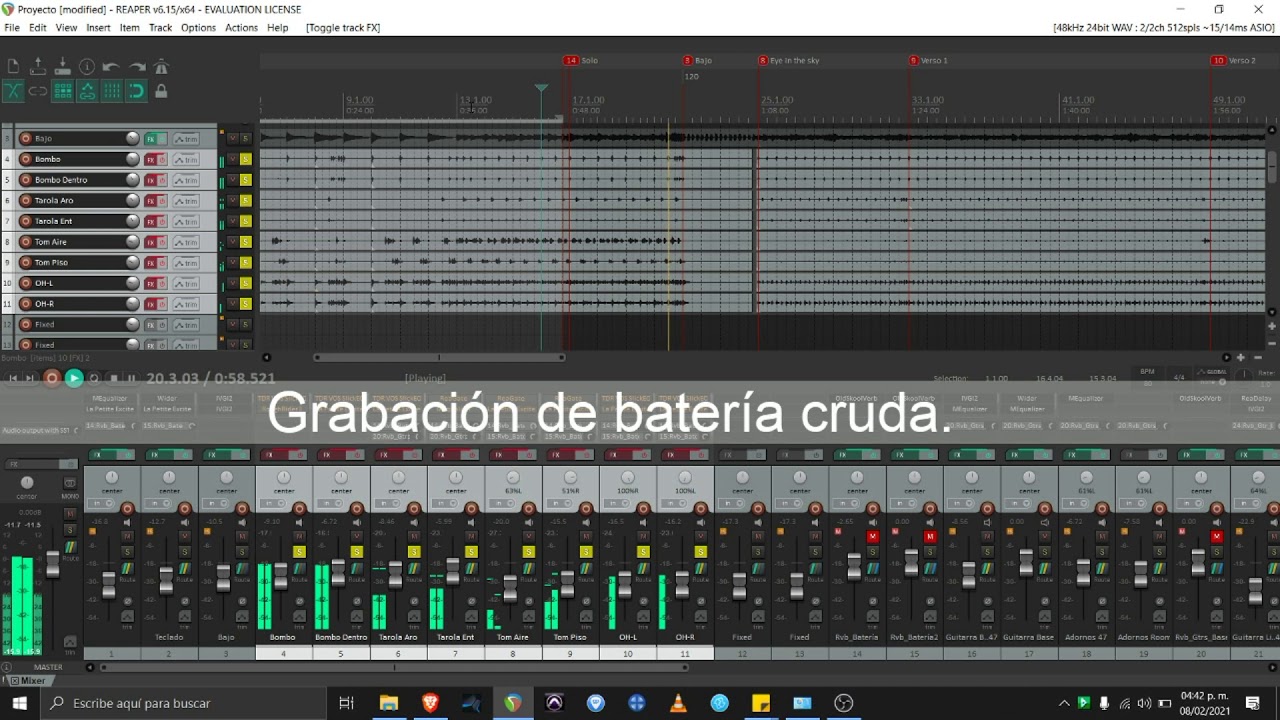 Review de Tascam 16x08:  Resultados de grabación.