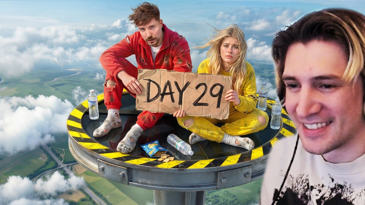 Survive 30 Days Trapped In The Sky, Win $250,000 | xQc Reacts to MrBeast
