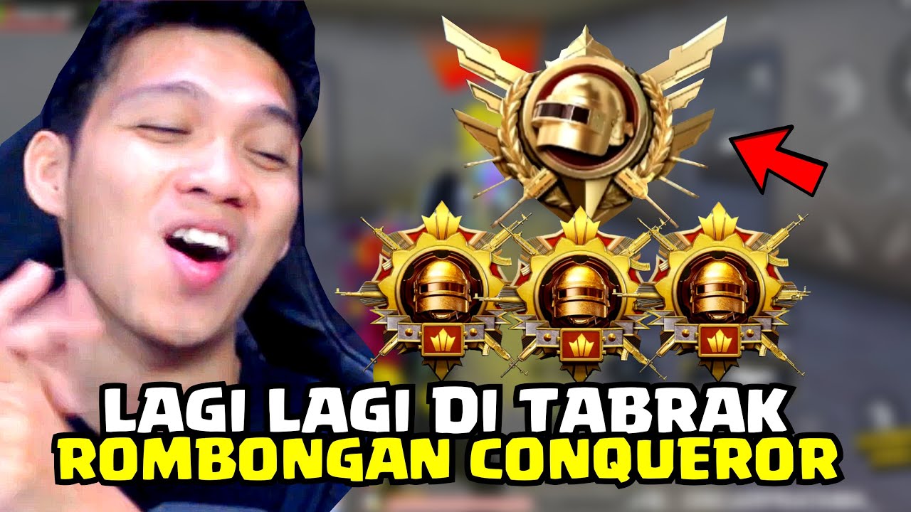 COBAIN PAKAI BAJU BOT LAGI LAGI DITABRAK ROMBONGAN CONQUEROR ABANG ABANGAN SEASON SATU - PUBG MOBILE