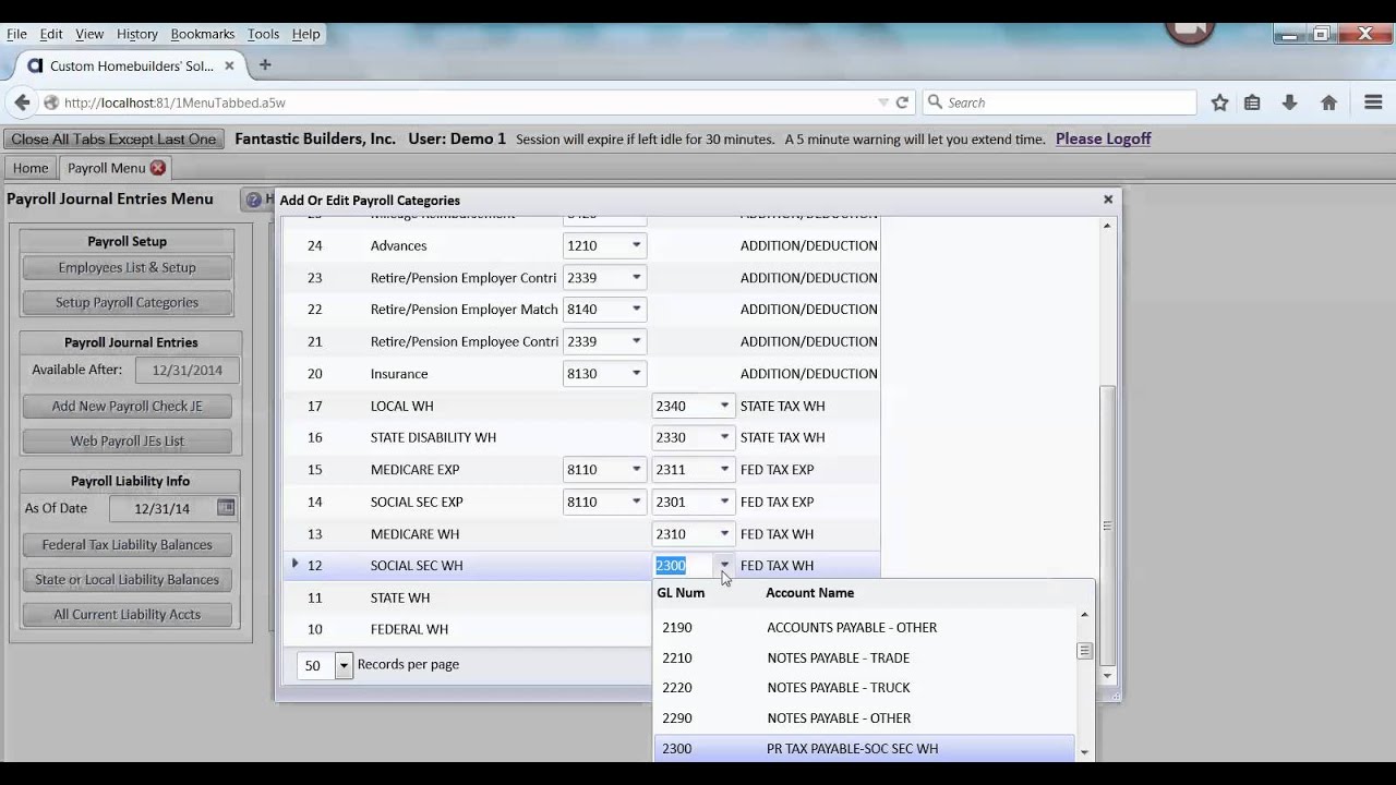 7000 17 STEP 3 - Setup Payroll Categories