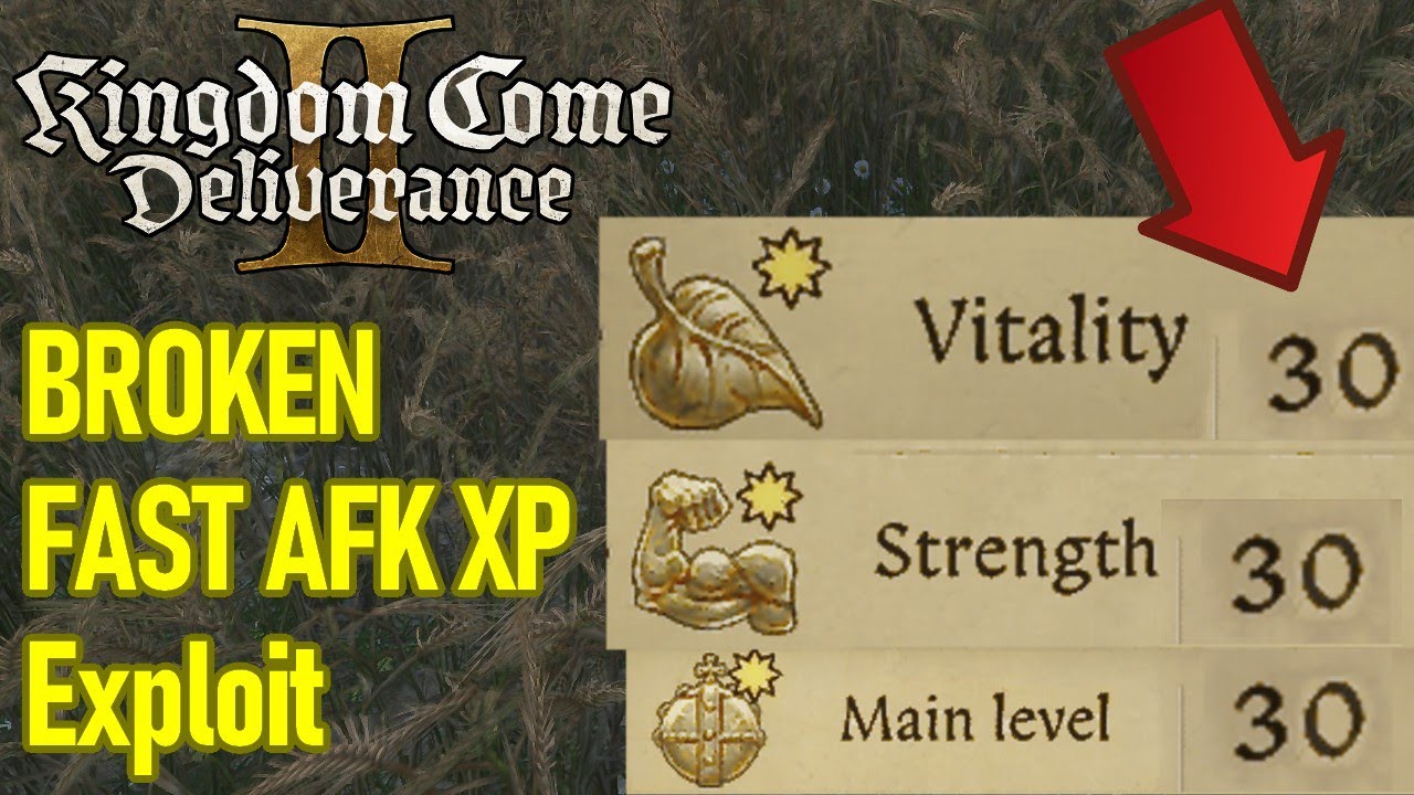 BROKEN Leveling EXPLOIT, AFK XP farm, max level, strength, vitality FAST, Kingdom Come Deliverance 2