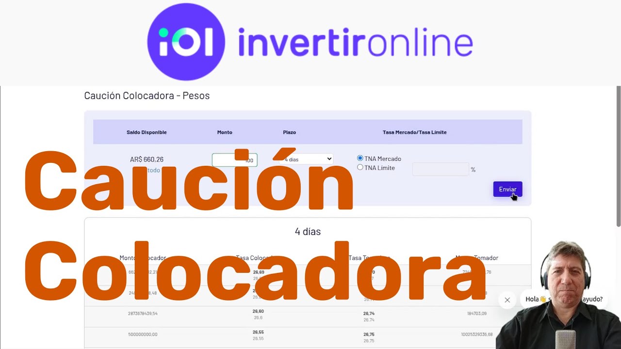 Caucion Colocadora en Invertir Online