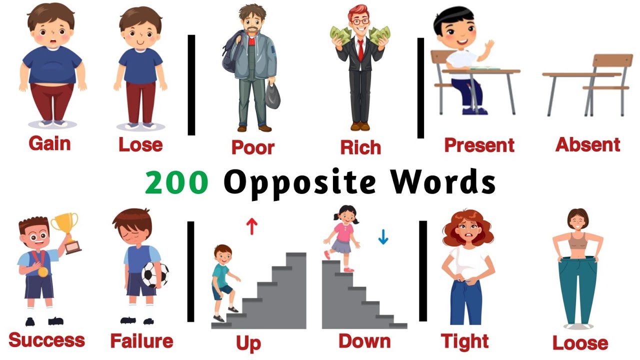 Learn 200 Opposite words for beginners & kids - in 12 minutes | english sentences