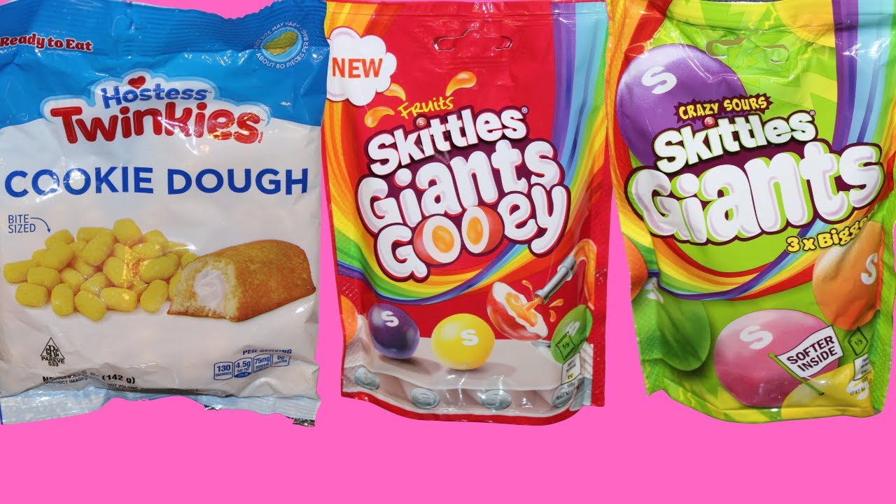 Hostess Twinkies Cookie Dough, Fruits Skittles Giants Gooey, Crazy Sours Skittles Giants Review