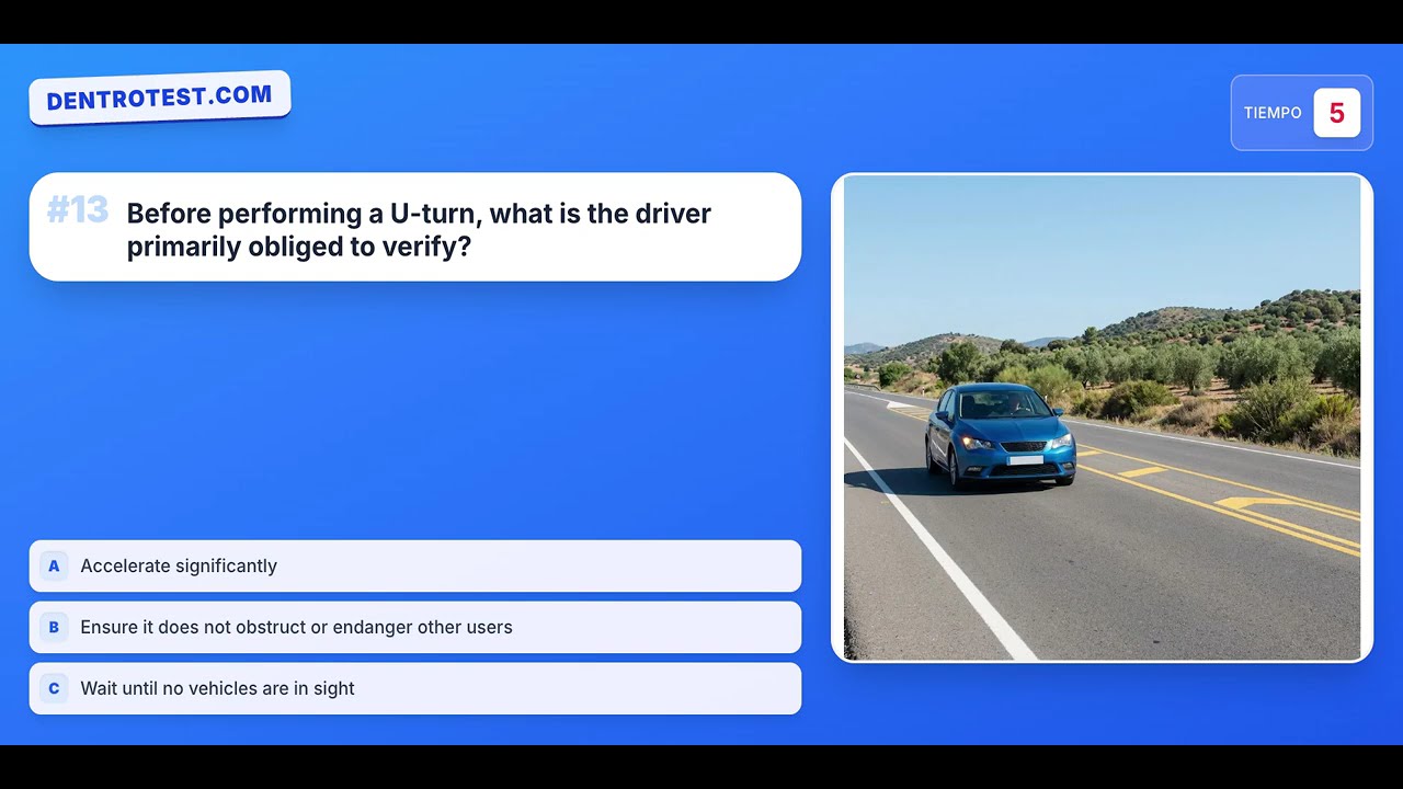 DGT Test 2026 – Maneuvers 🚗 Spain Driving Theory Exam | 20 Key Questions
