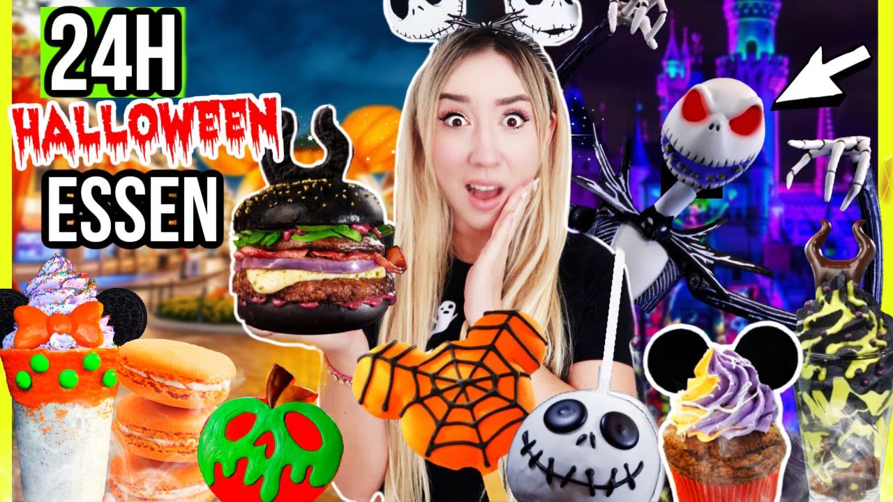 24 Stunden nur Halloween Disneyland Essen in Paris 😂😱 (virale TikToks food Video bestimmt mein TAG)