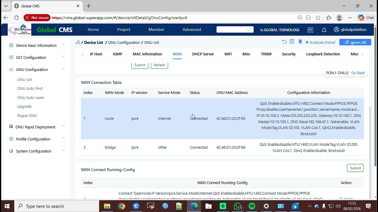 TUTORIAL SETTING ONU GLOBAL / VSOL MELALUI FITUR OMCI DARI CMS