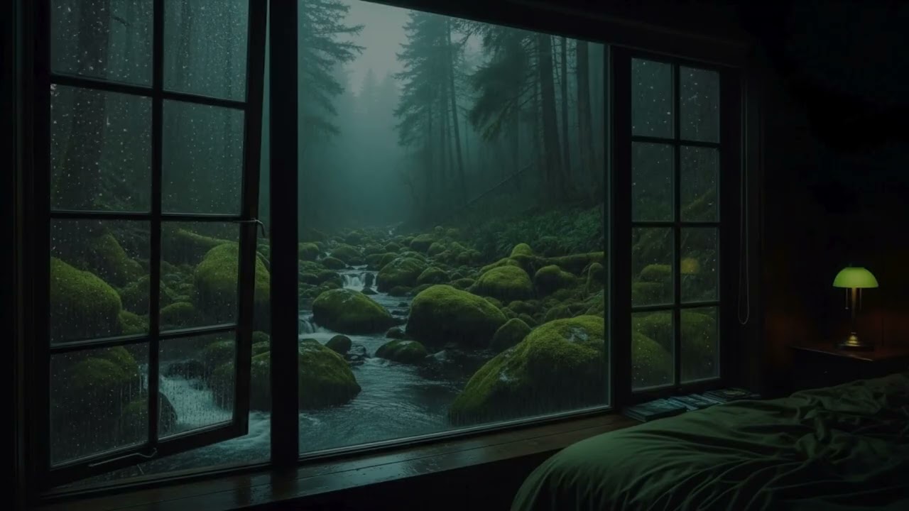 Sonido de lluvia en la ventana con pantalla negra | Sonidos de truenos para dormir, estudiar y