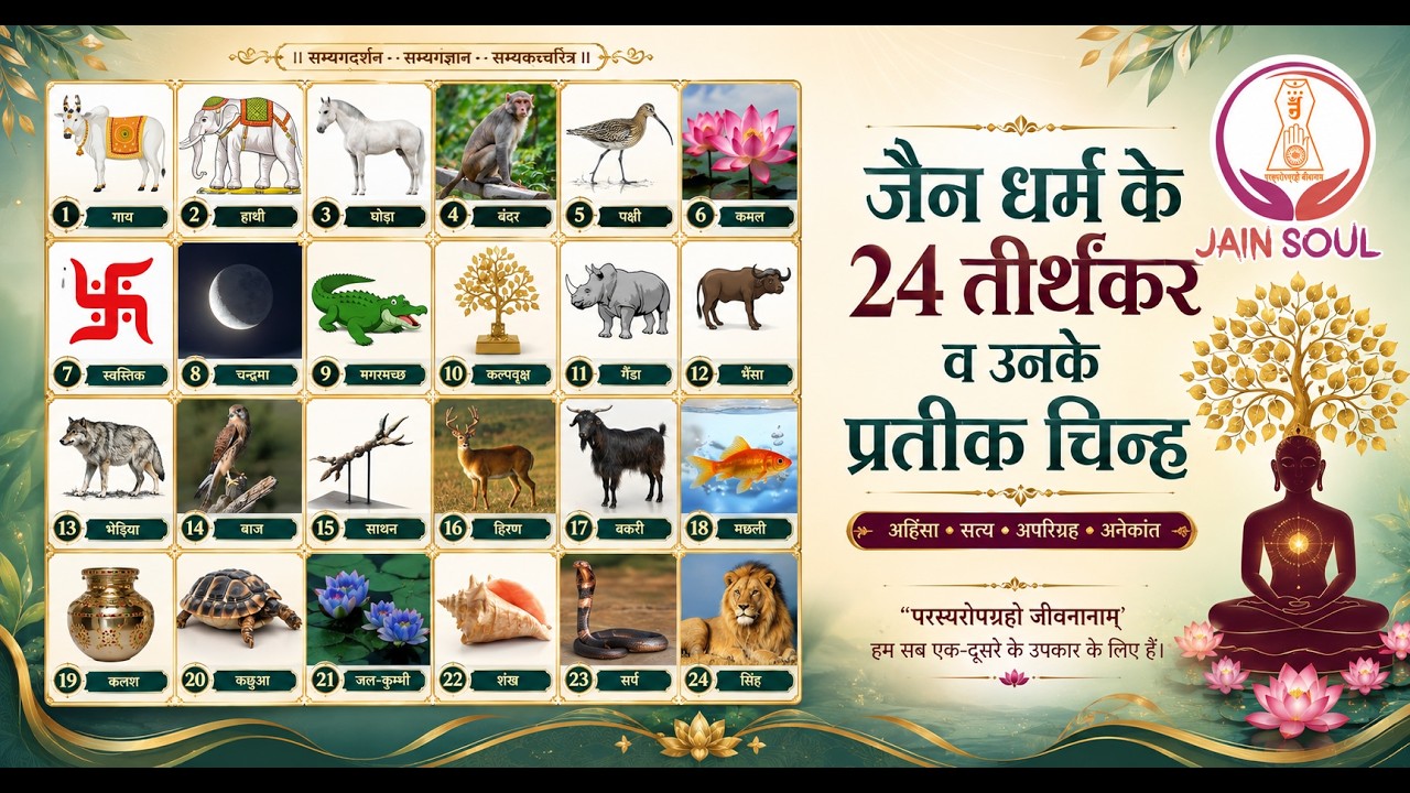 जैन धर्म  के 24 तीर्थंकर व उनके प्रतीक चिन्ह | 24 Tirthankar Bhagwan | 24 Tirthankar ke Chinh