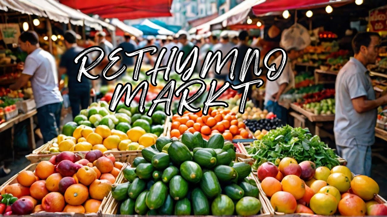 Wochenmarkt  Kreta Rethymno 4K Griechenland