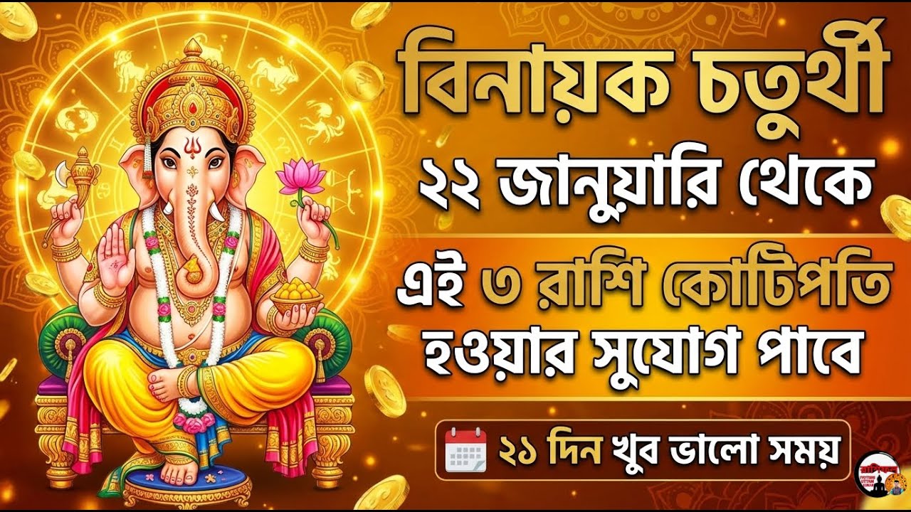 ২২ জানুয়ারি বিনায়ক চতুর্থী থেকে এই ৩ রাশি কোটিপতি হওয়ার সুযোগ পাবে ২১ দিন খুব ভালো সময়