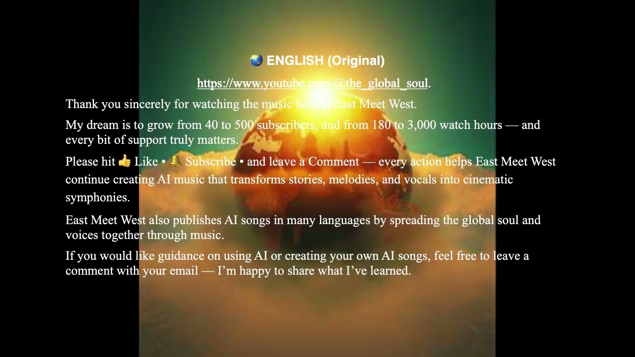 The Global Soul Theme Song West Meet East scenario where English Vocal Fusion sings in East Symphony