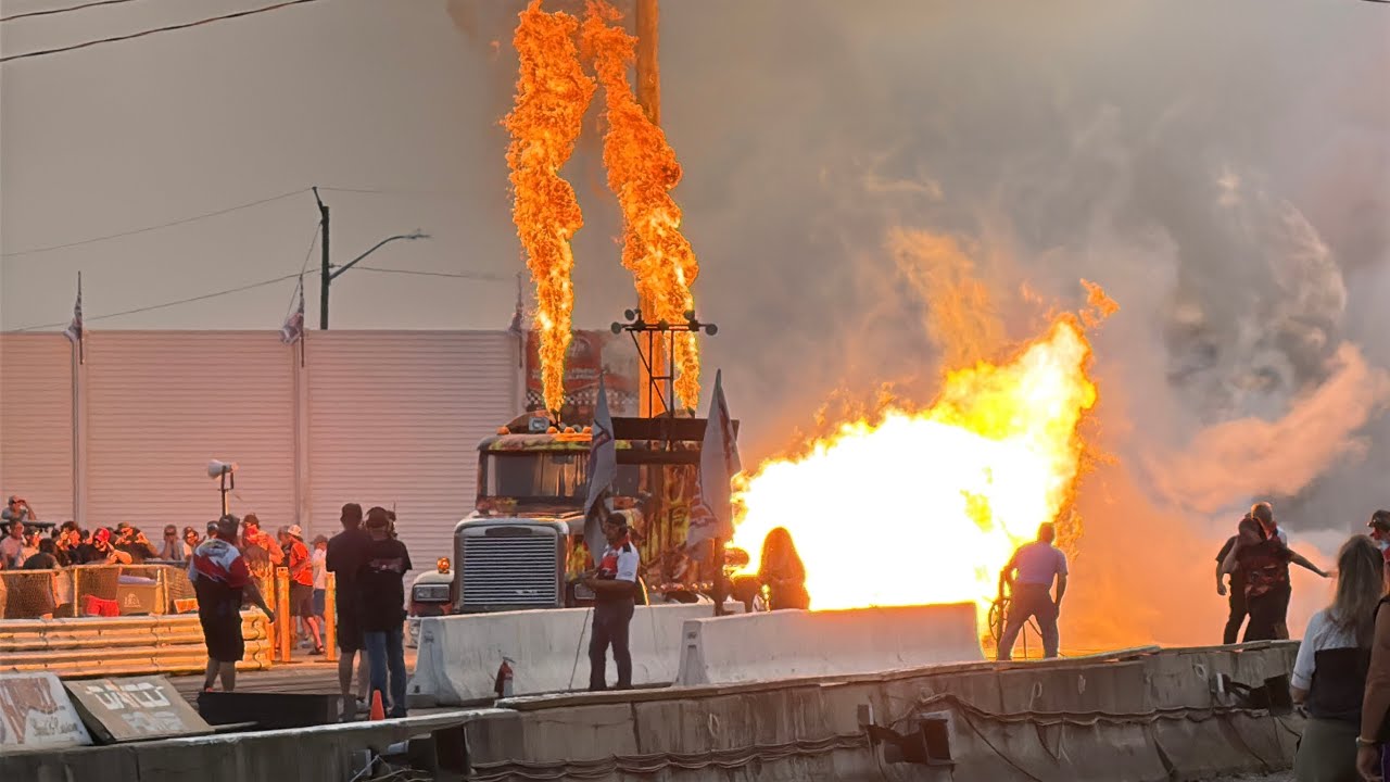 Hell Fire jet truck 1st run WDRA Nationals Grand Bend Motorplex Aug 2 2025
