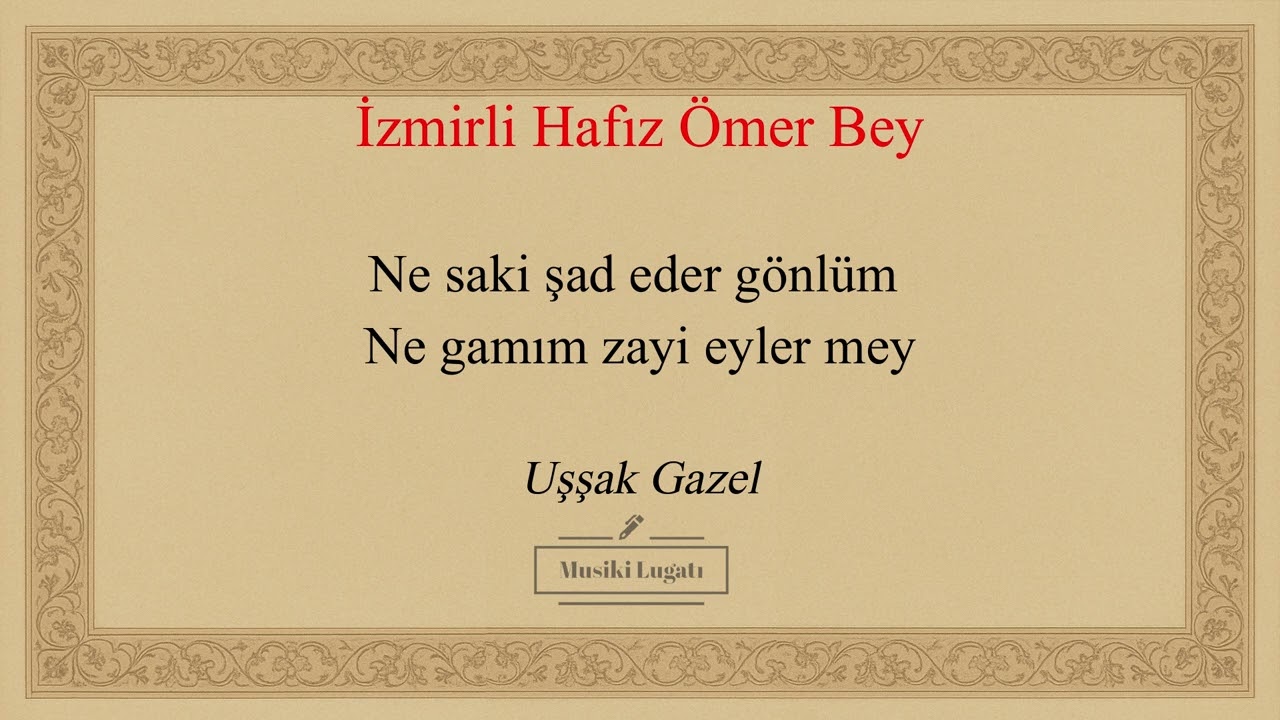 İzmirli Hafız Ömer Bey | Ne saki şad eder gönlüm Ne gamım zayi eyler mey | Uşşak Gazel | Taş Plak