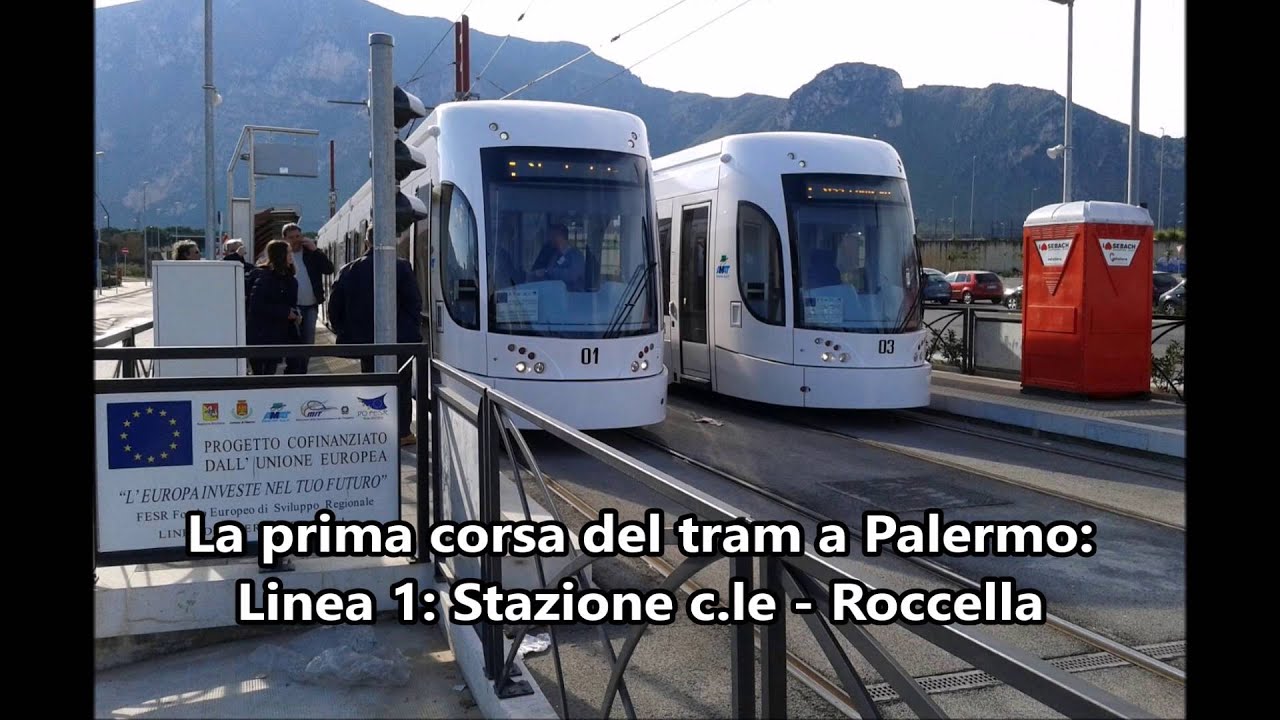 La prima corsa del tram (Genio) a Palermo.
