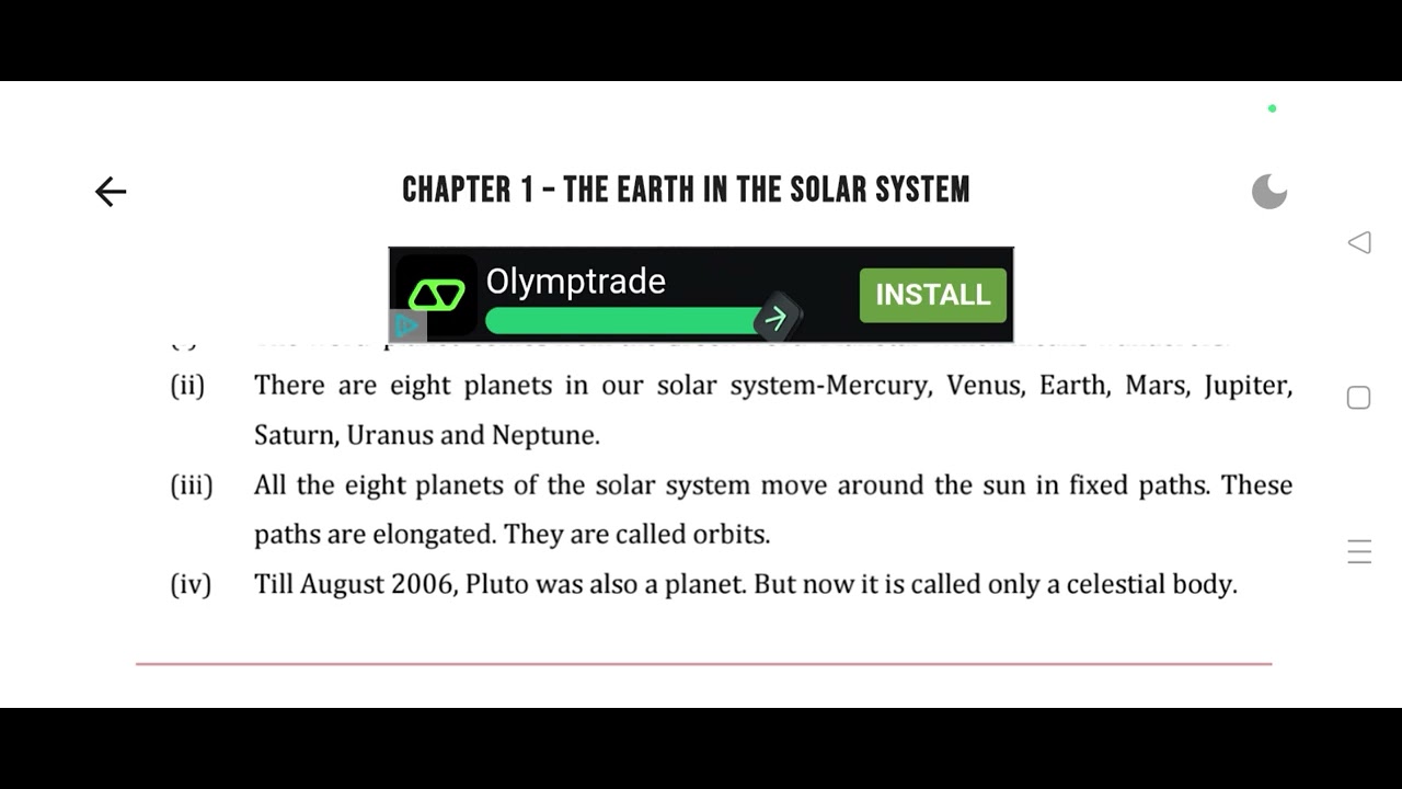 The earth in the solar system class 6th chapter 1st NCERT book by Roushan Kumar 