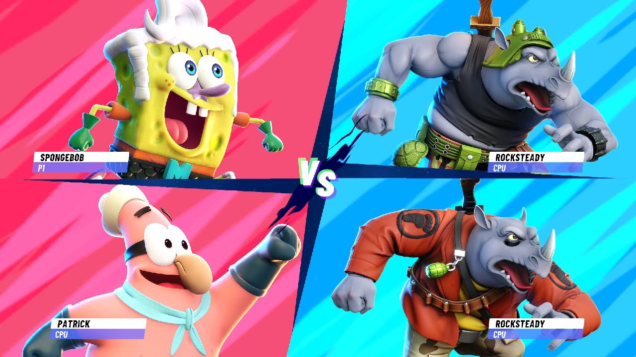 SPONGEBOB & PATRICK vs ROCKSTEADY & ROCKSTEADY (Hardest Difficulty) Nickelodeon All-Star Brawl 2