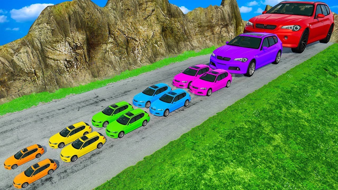 TRANSPORTING PIXAR CARS & FRUITS WITH COLORED & JOHN DEERE vs CLAAS vs TRACTORS - BeamNG.drive #962