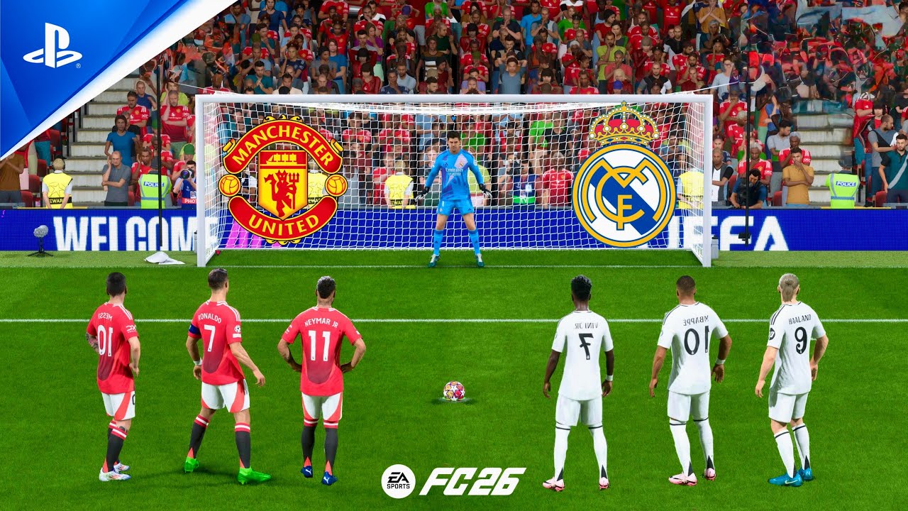 FC 26 | Ronaldo Messi Neymar vs Mbappe Haaland Vinicius | Man United vs Real Madrid Penalty Shootout