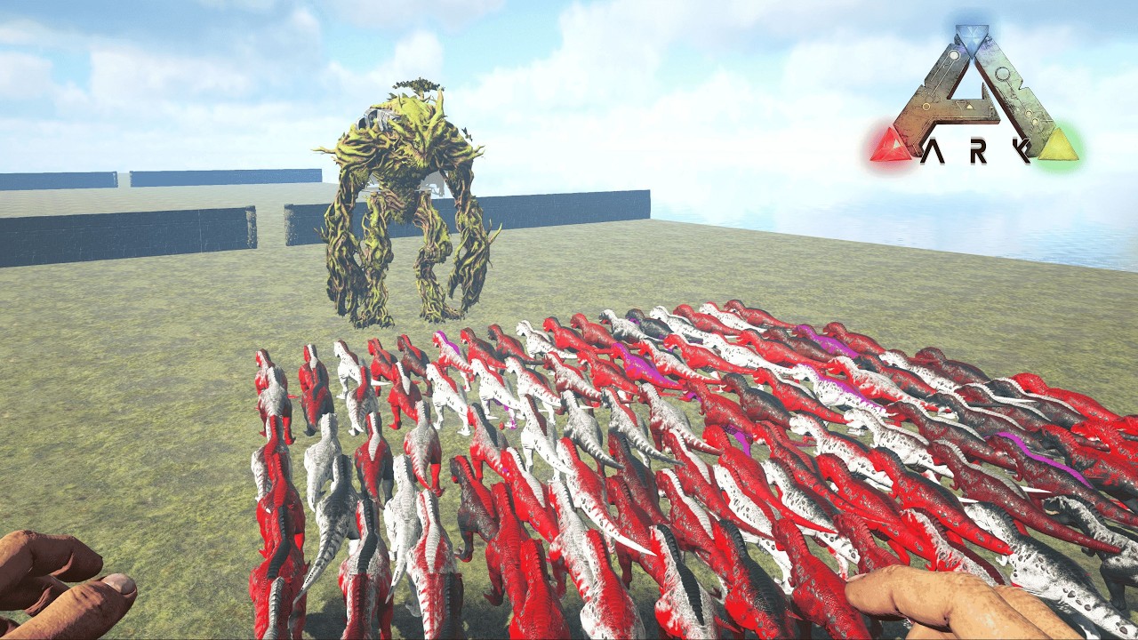 [300 Subscribers Special Video!] 100 Alpha Rex Vs Forest Titan in ARK #arksurvivalevolved