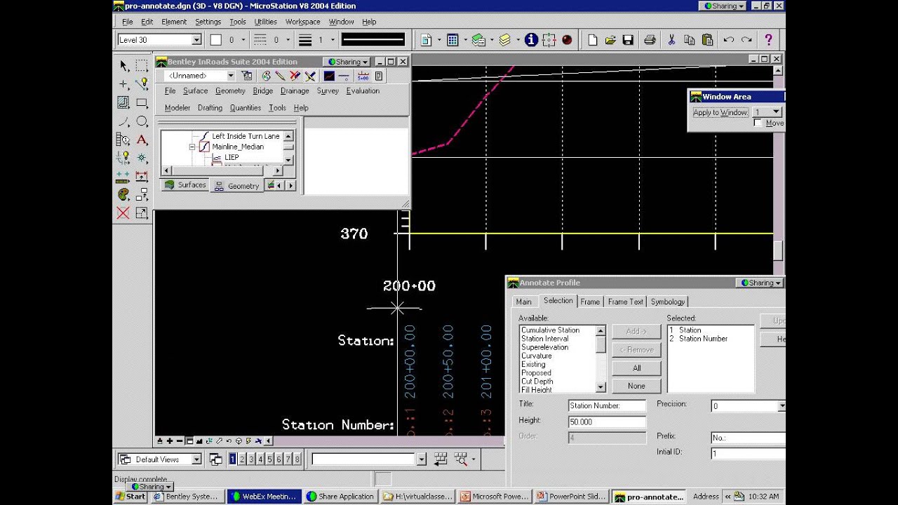 InRoads 8.5: Profile Annotation