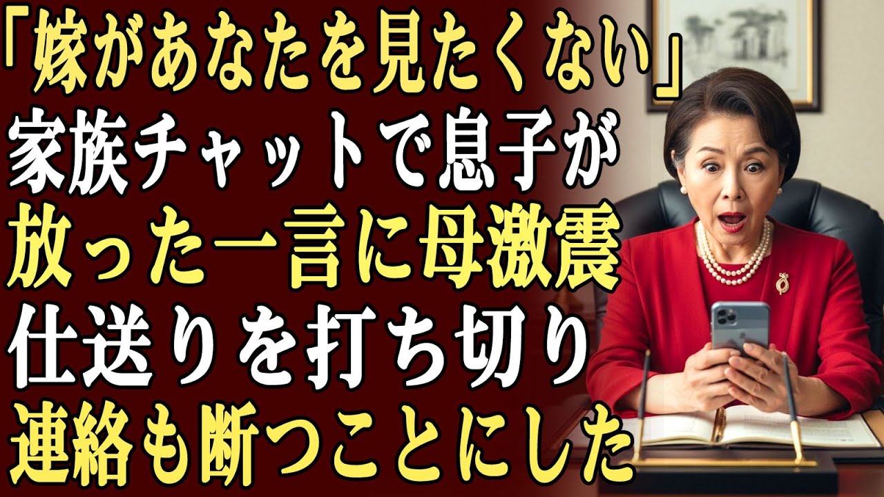 息子が家族グループチャットで、「嫁があなたの顔を見たくないから、BBQパーティーに来ないでほしい」と突然メッセージを送ってきた。その瞬間、私は反撃を決意し、仕送りを打ち切り、連絡も断つことにした。
