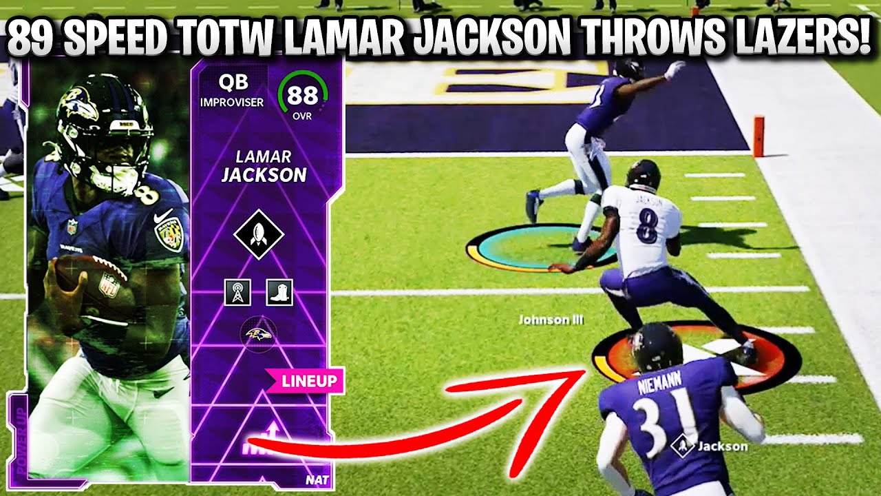 89 SPEED LAMAR! TOTW LAMAR JACKSON THROWS LAZERS! TOTW LAMAR GAMEPLAY! | MADDEN 22 ULTIMATE TEAM