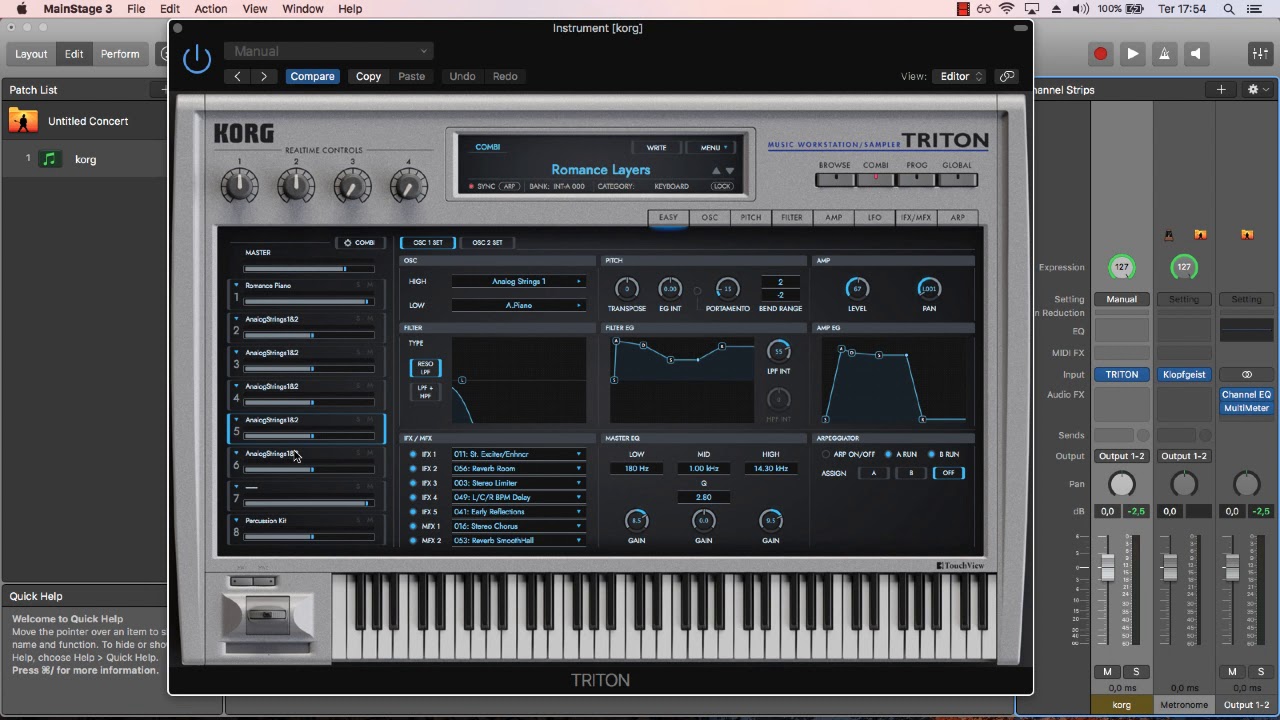 Conhecendo as funções do VST korg triton