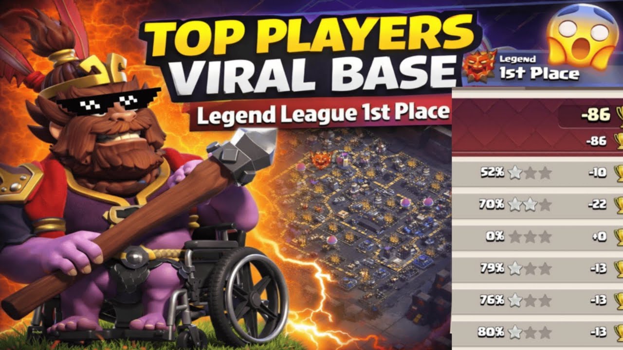 BEST FIVE LEGEND LEAGUE BASE | TOP PLAYERS STILL USING 🤩