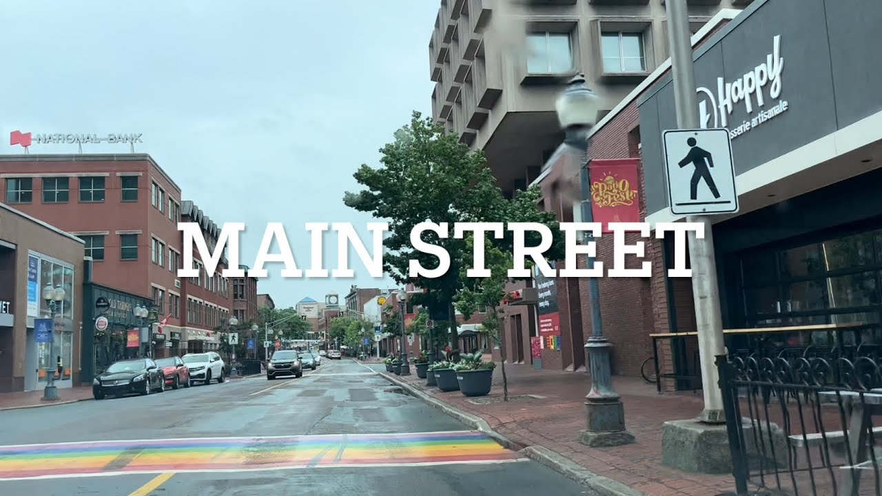 Driving around downtown Moncton, New Brunswick. July 2023