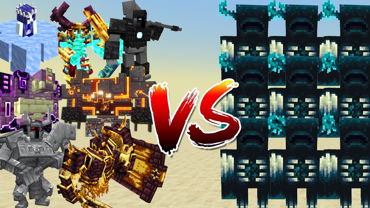 How many minecraft Wardens to beat STRONGEST BOSSES? - Minecraft Mob Battle